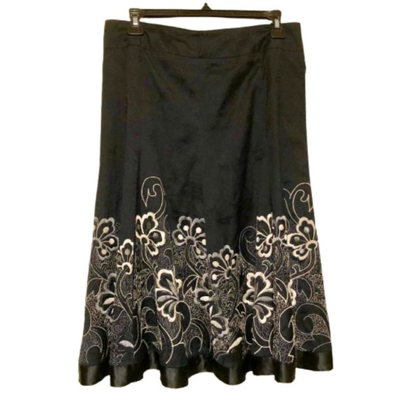 MONSOON Vintage Floral Embroidered Cotton/Silk Skirt US 6/EU 38 - Picture 2 of 16